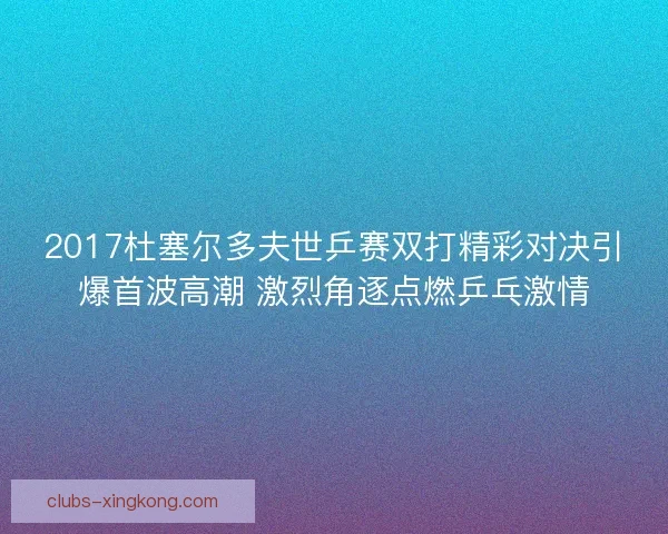 2017杜塞尔多夫世乒赛双打精彩对决引爆首波高潮 激烈角逐点燃乒乓激情