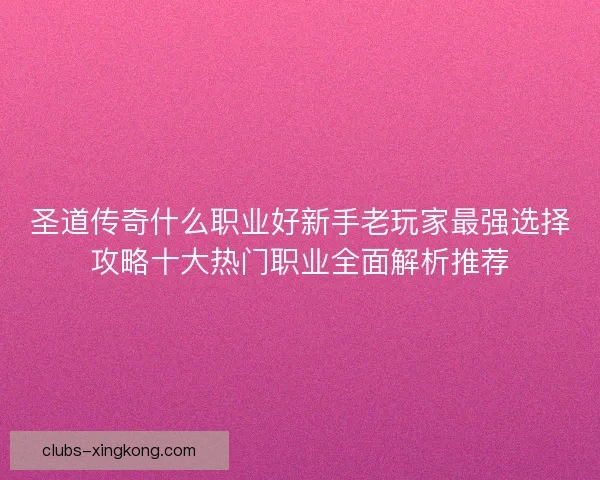 圣道传奇什么职业好新手老玩家最强选择攻略十大热门职业全面解析推荐